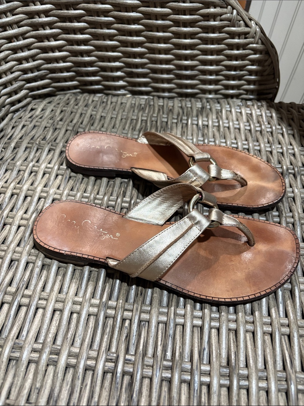 Lilly Pulitzer Metallic Gold Slip-On Thong Sandals